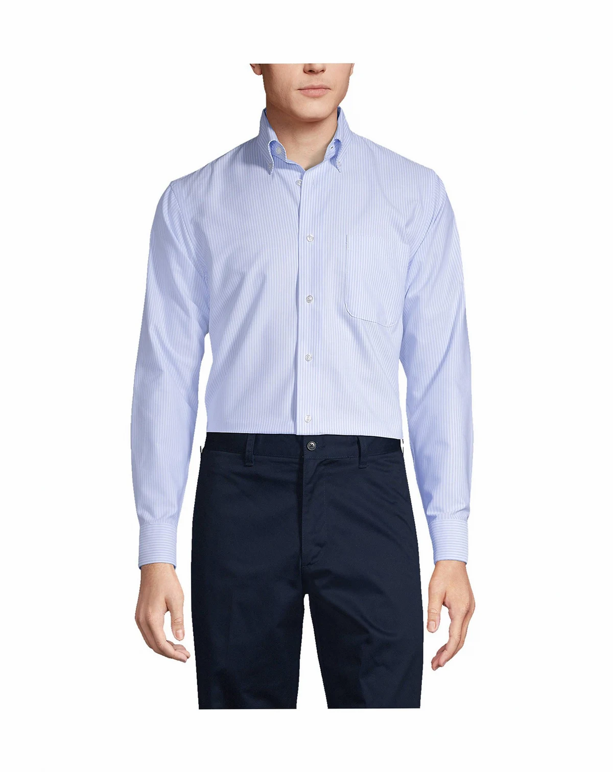 Men's Long Sleeve Striped Oxford Dress Shirt