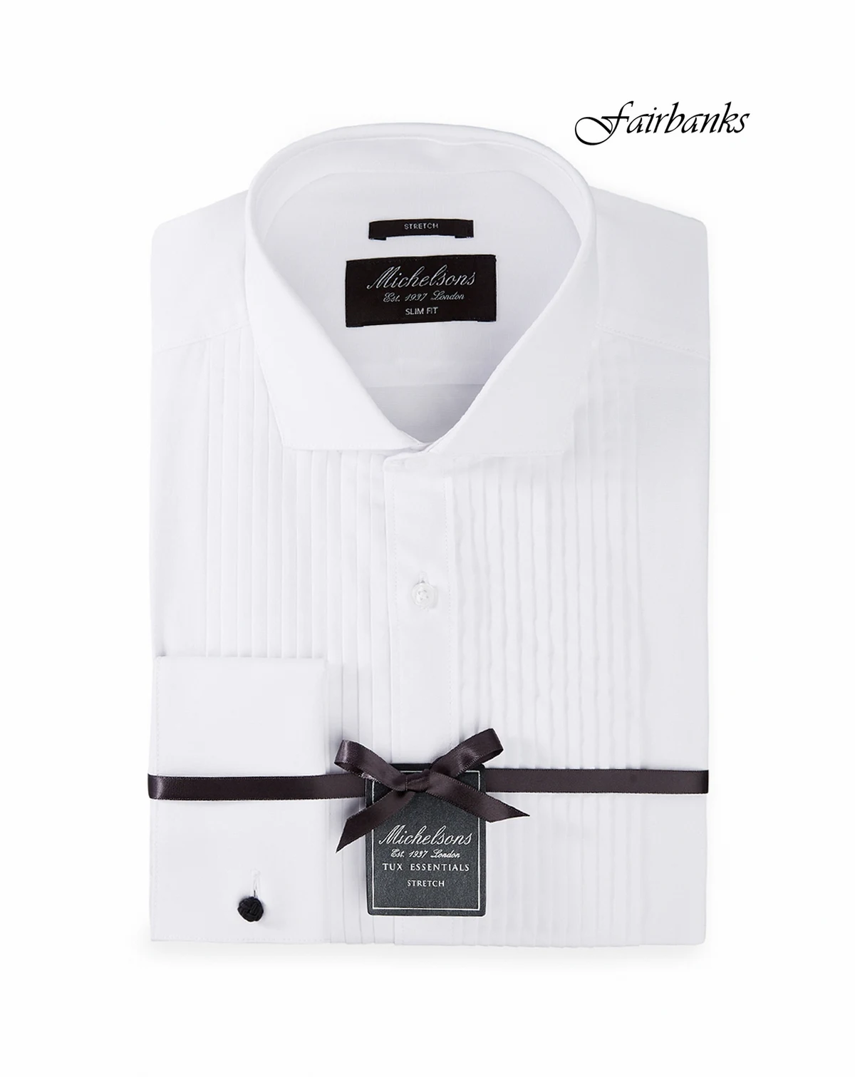 Stretch Pleated Bib French Cuff Tuxedo Shirt, Regular & Slim Fit