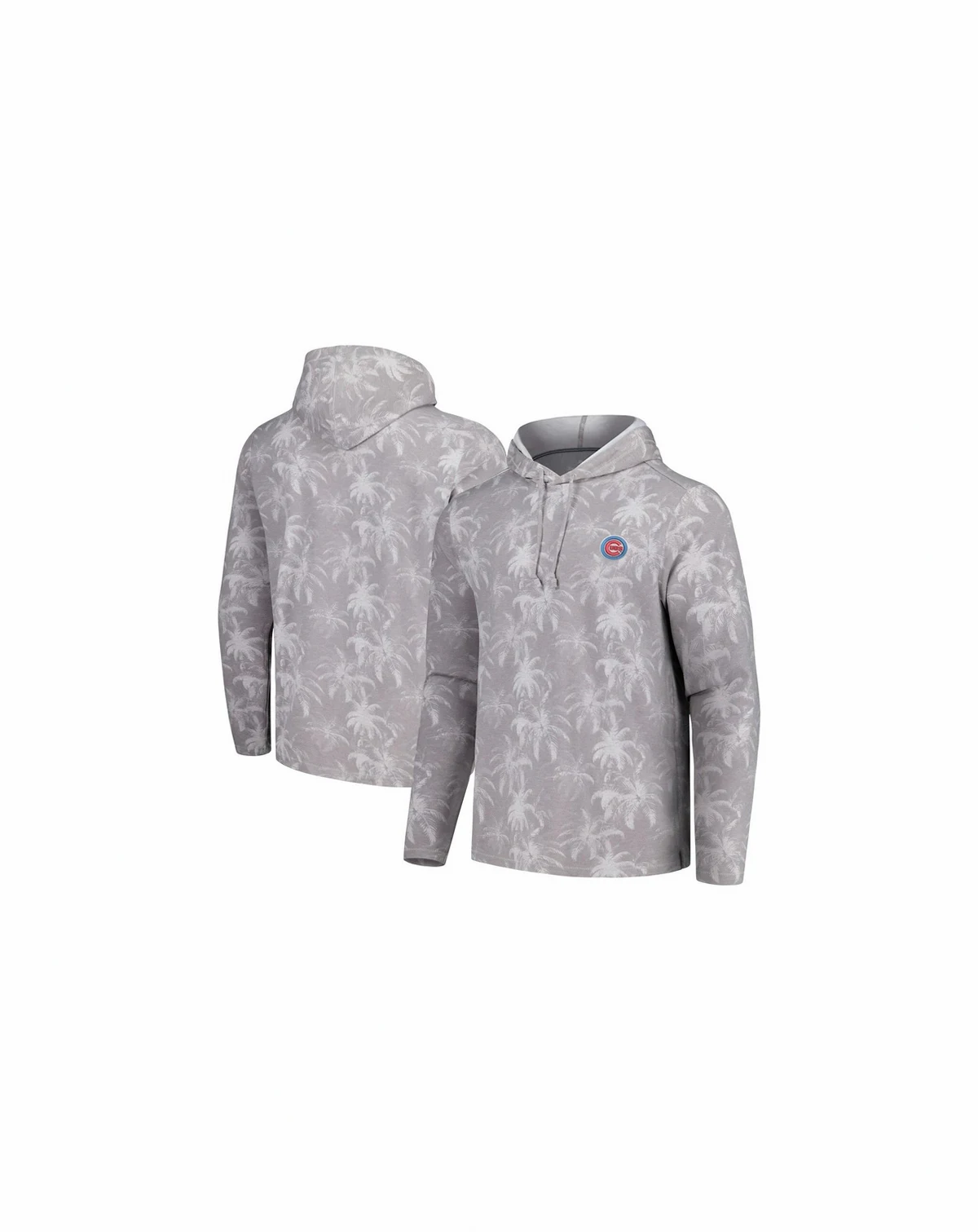 Men's Gray Chicago Cubs Palm Frenzy Hoodie Long Sleeve T-Shirt