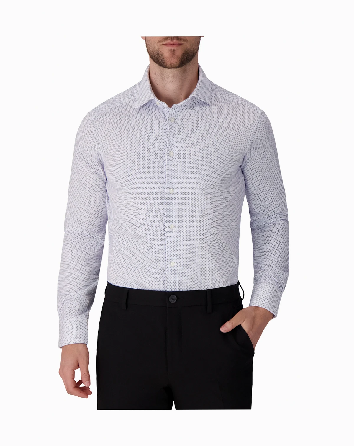 Men's Geometric Print Spread Collar Dress Shirt