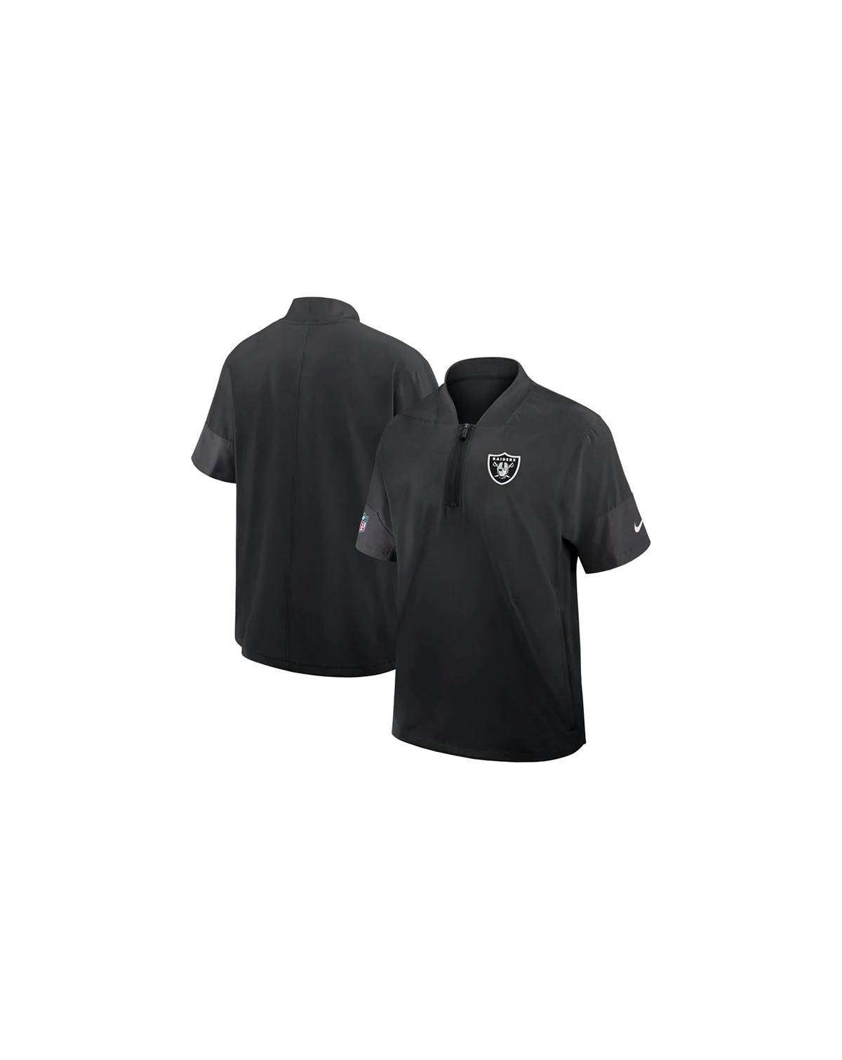 Men's Black Las Vegas Raiders Sideline Short Sleeve Quarter-Zip Performance Coach Jacket