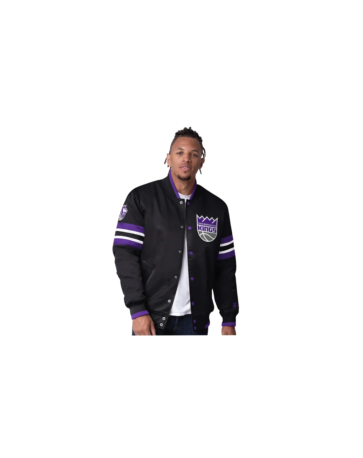 Men's Black Sacramento Kings Scout Varsity Satin Full-Snap Jacket
