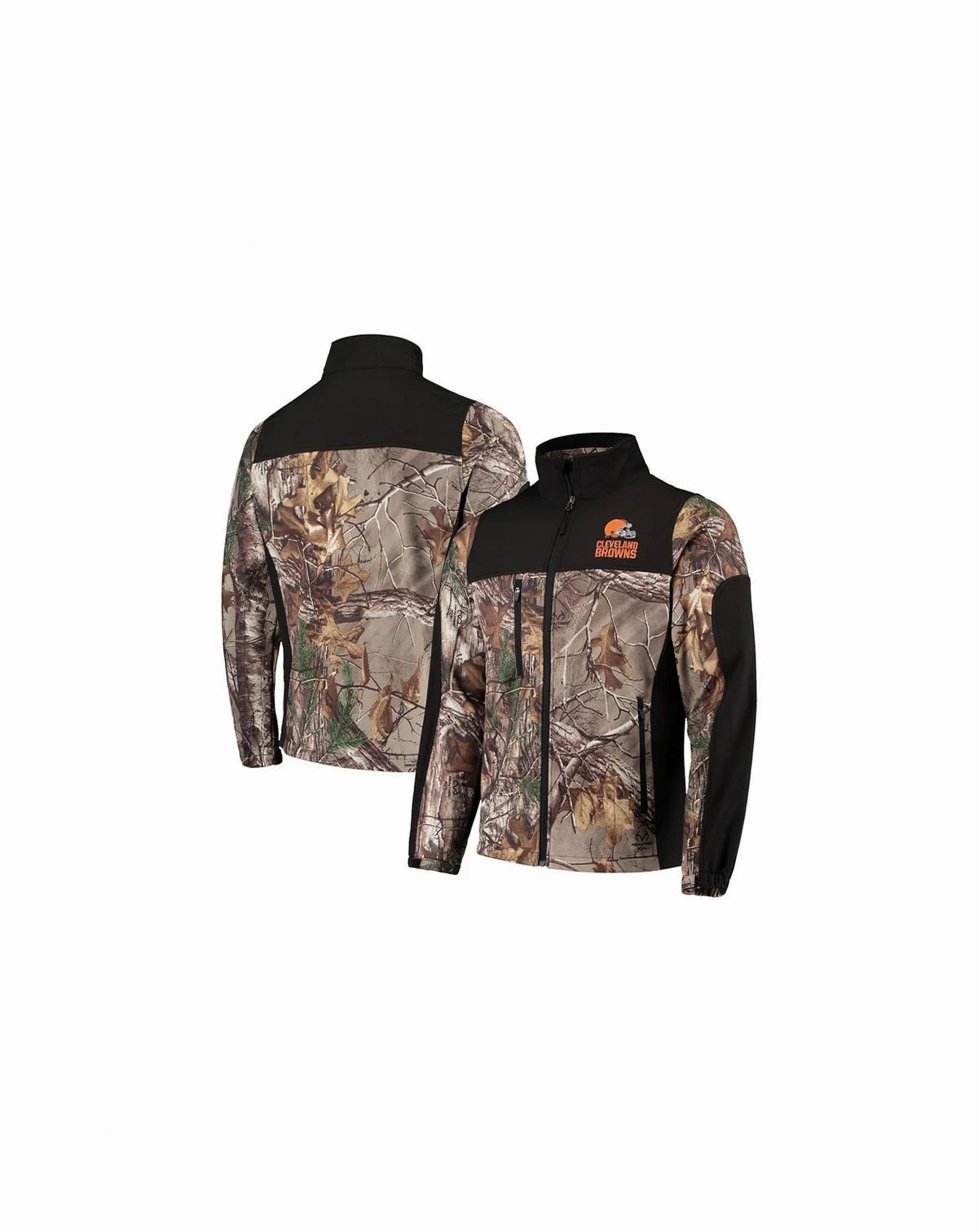 Men's Realtree Camo and Black Cleveland Browns Circle Hunter Softshell Full-Zip Jacket