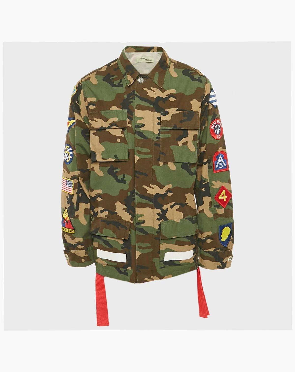 Men's Green Camouflage Print Patch Detail Utility Jacket