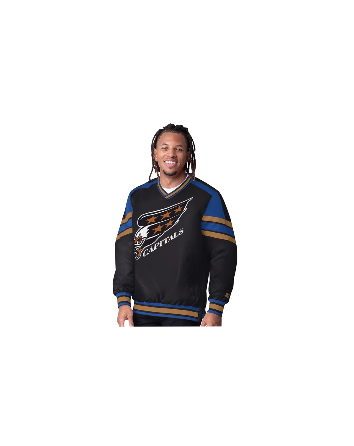 Men's Black Washington Capitals Reliever V-Neck Pullover Jacket