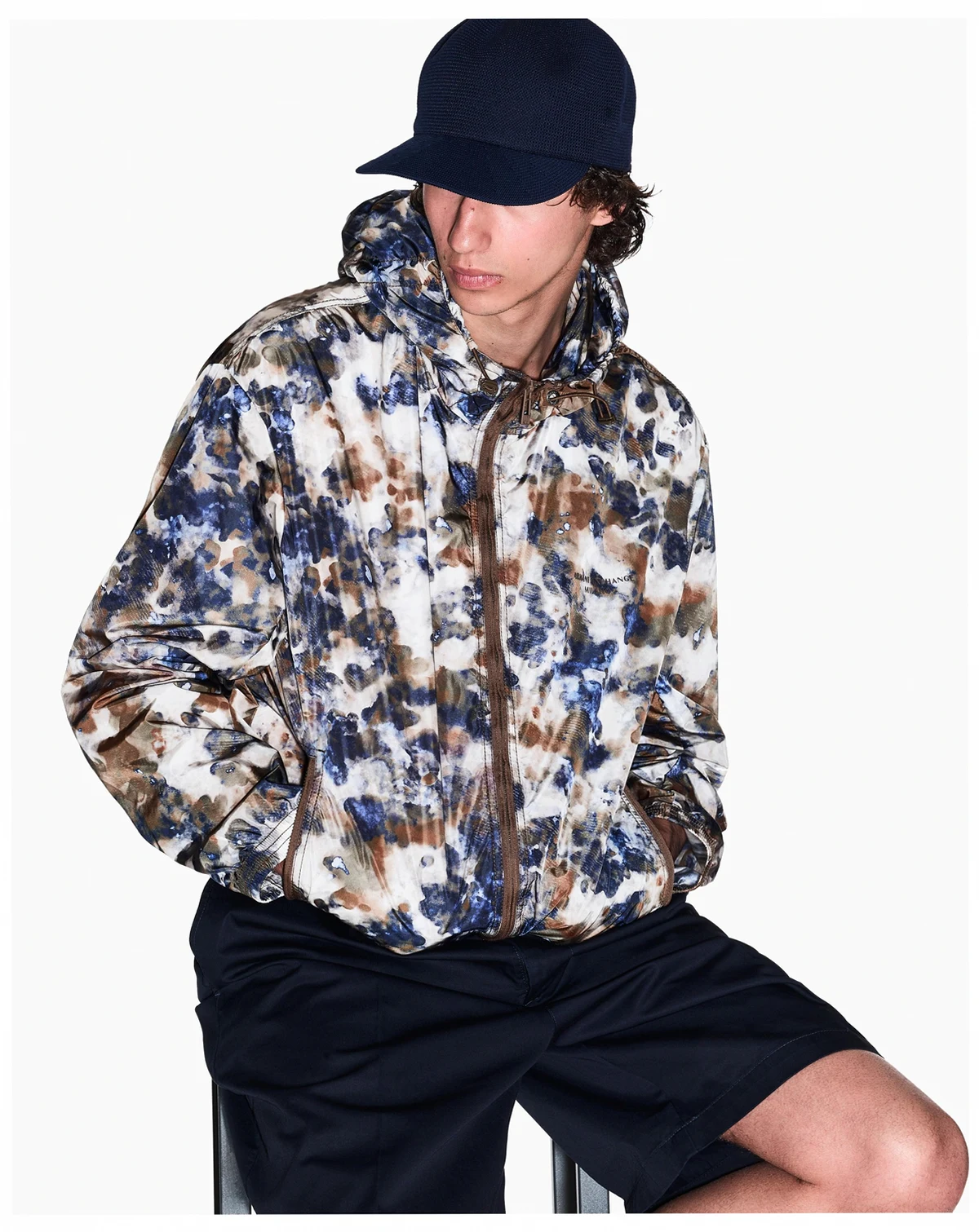 Men's Watercolor Print Nylon Windbreaker