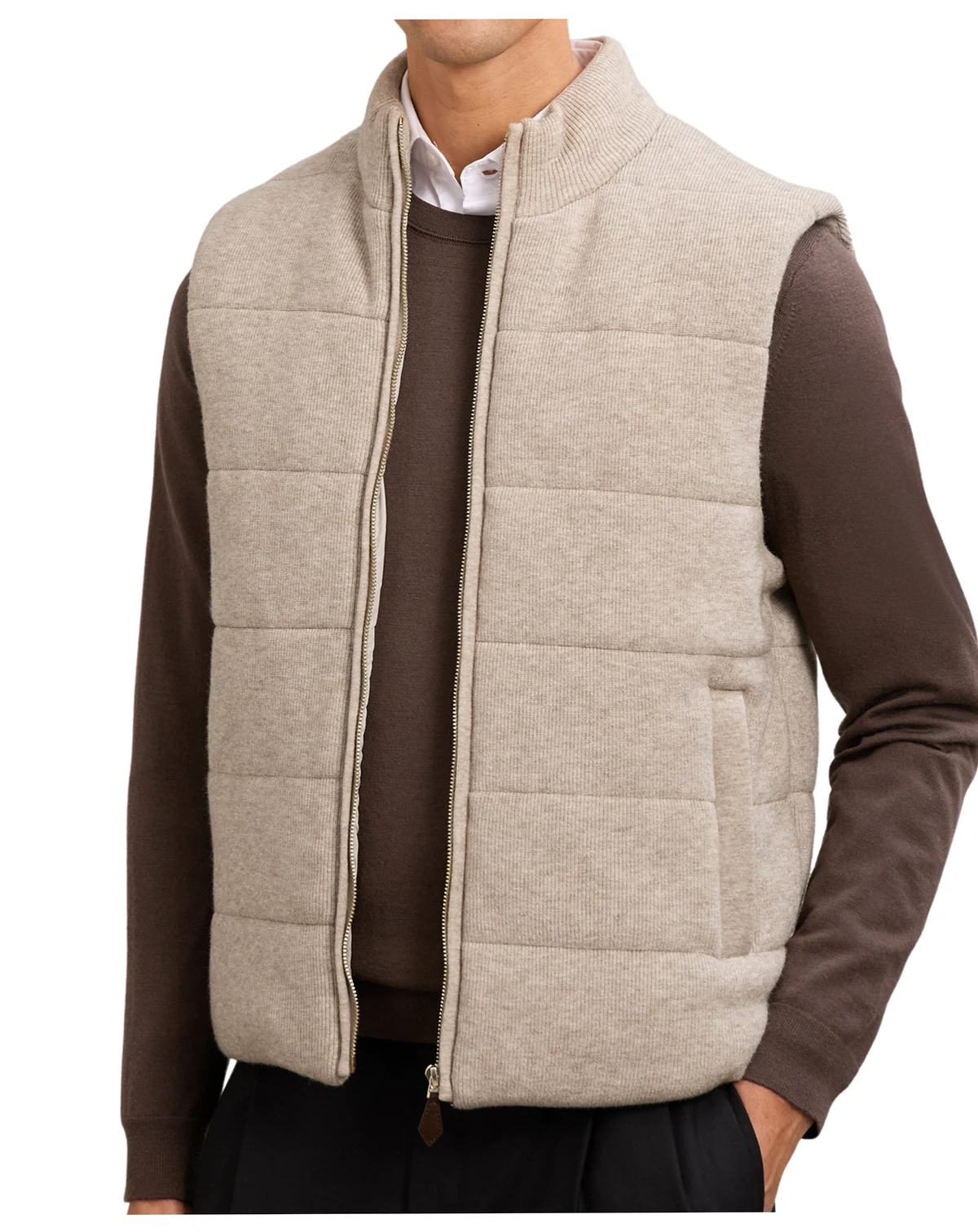 Men's Rib-Knit Zip-Through Gilet