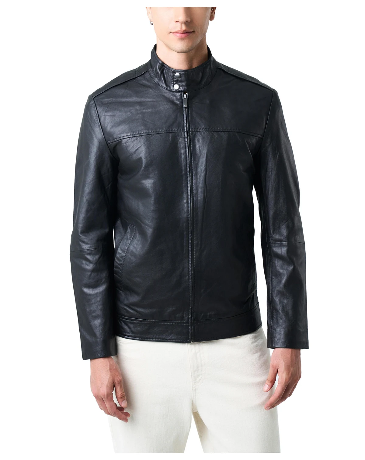 Men's Bosa leather jacket semi-loose fit