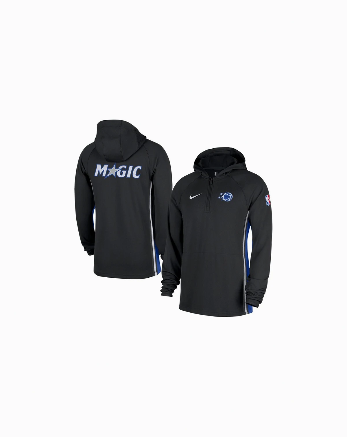 Men's Black Orlando Magic Authentic On Court Zone Quarter-Zip Dri-FIT Hoodie Jacket