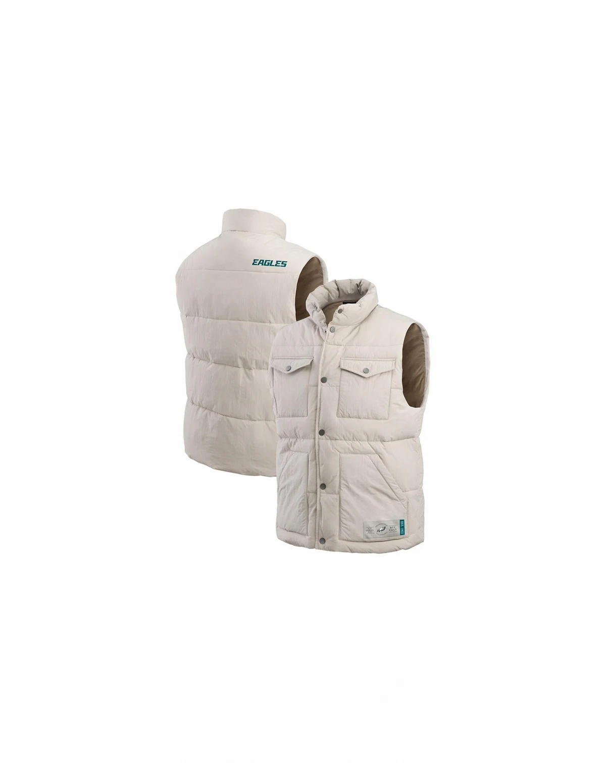 Men's Cream Philadelphia Eagles Puffer Full-Snap Vest