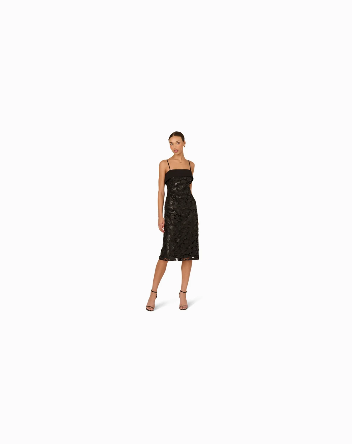 Women's Pleather Lace Detail Midi Dress