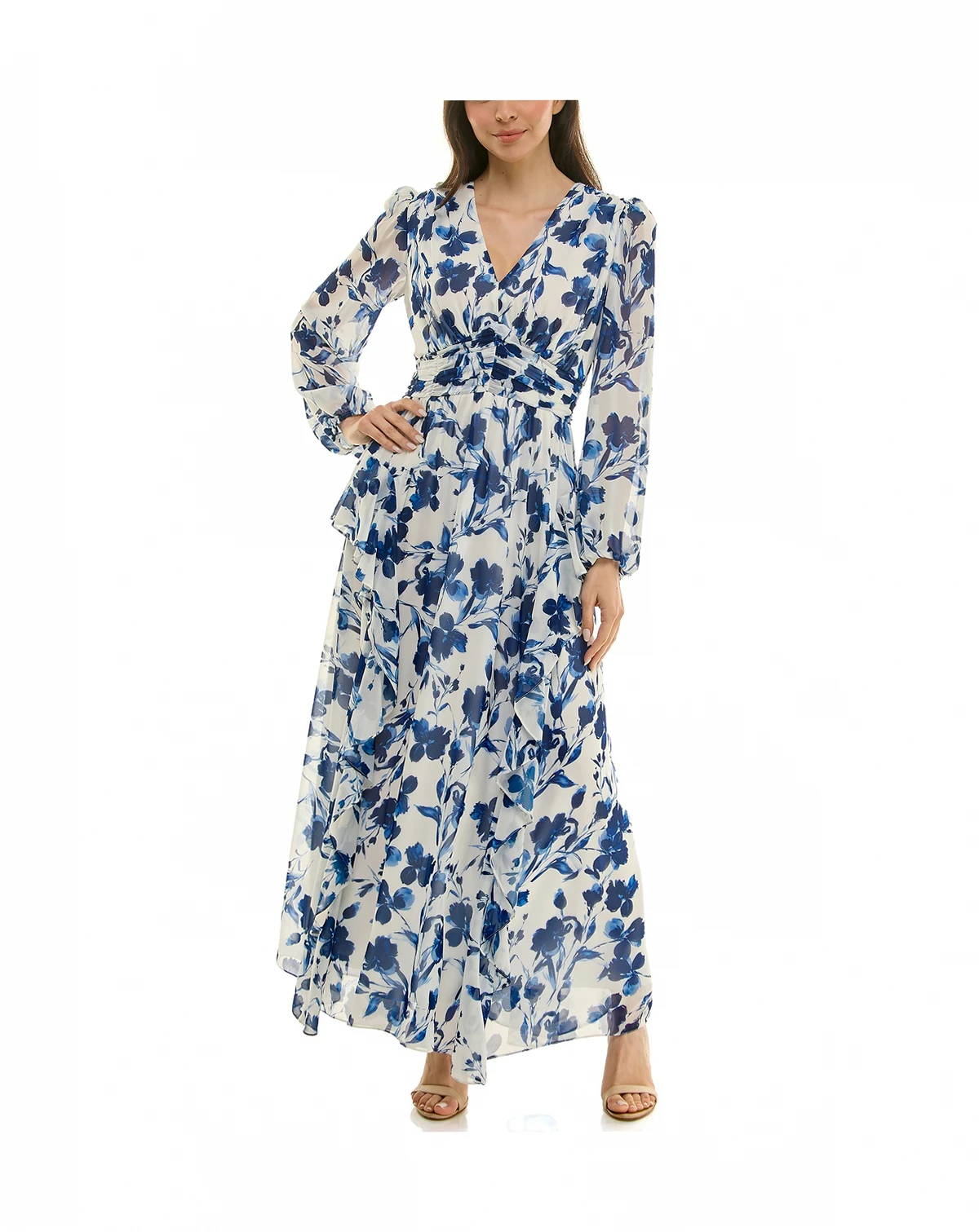 Women's V-Neck Cinched Waist Dress