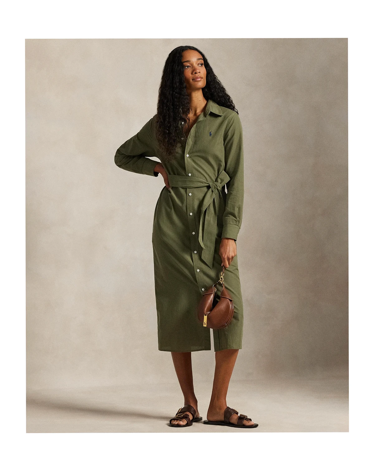 Women's Long-Sleeve Belted Shirtdress