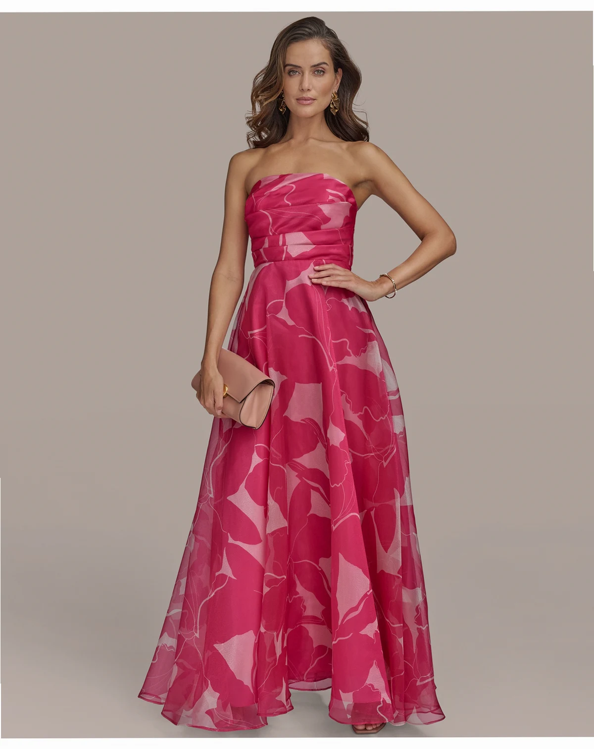 Women's Printed Strapless Ball Gown