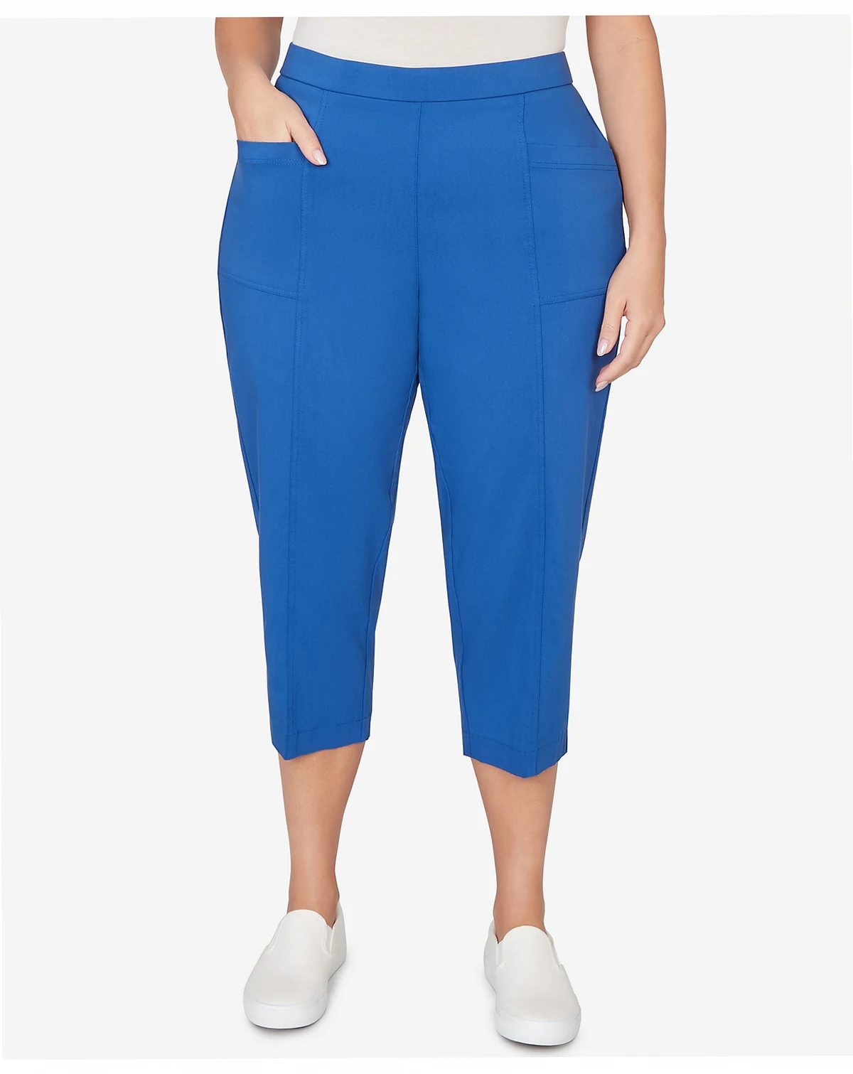 Plus Size The Royal Treatment Relaxed Flat Front Patch Pocket Capri Pants