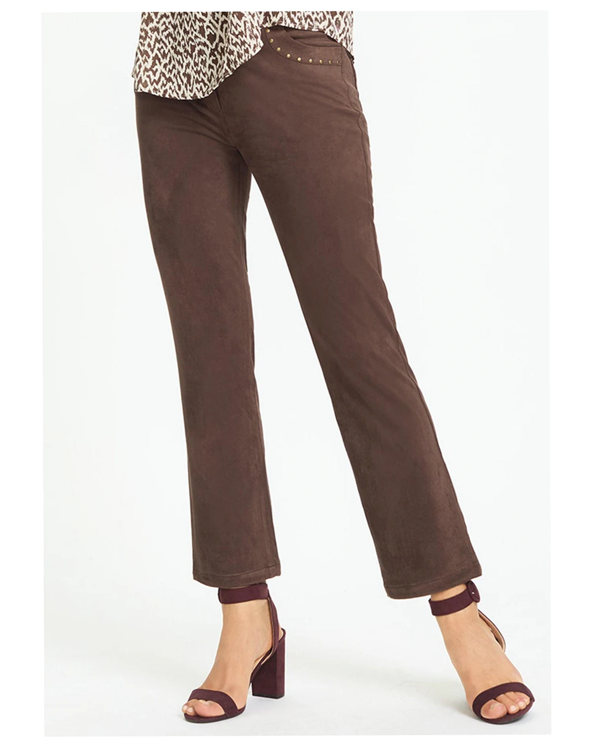 Women's Mona Fit Straight Leg Faux Suede Trousers
