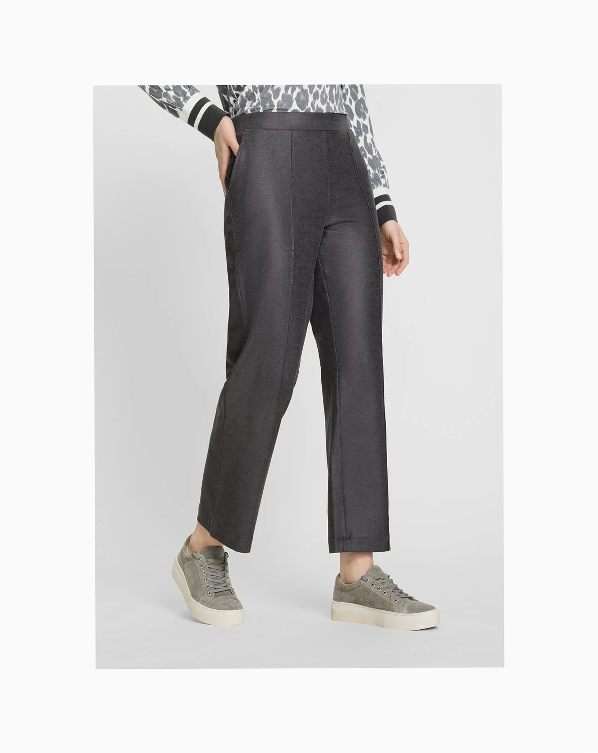 Mona Fit Straight Leg Coated Pull-On Pant
