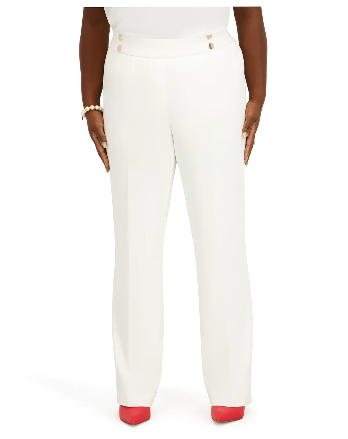 Women's Pull-On Rivet Faux Extend Tab Trousers