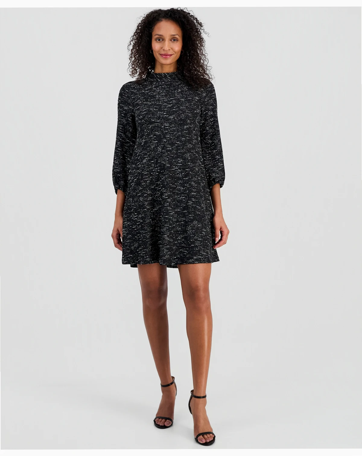 Women's Tie-Back Mock Neck 3/4-Sleeve Dress