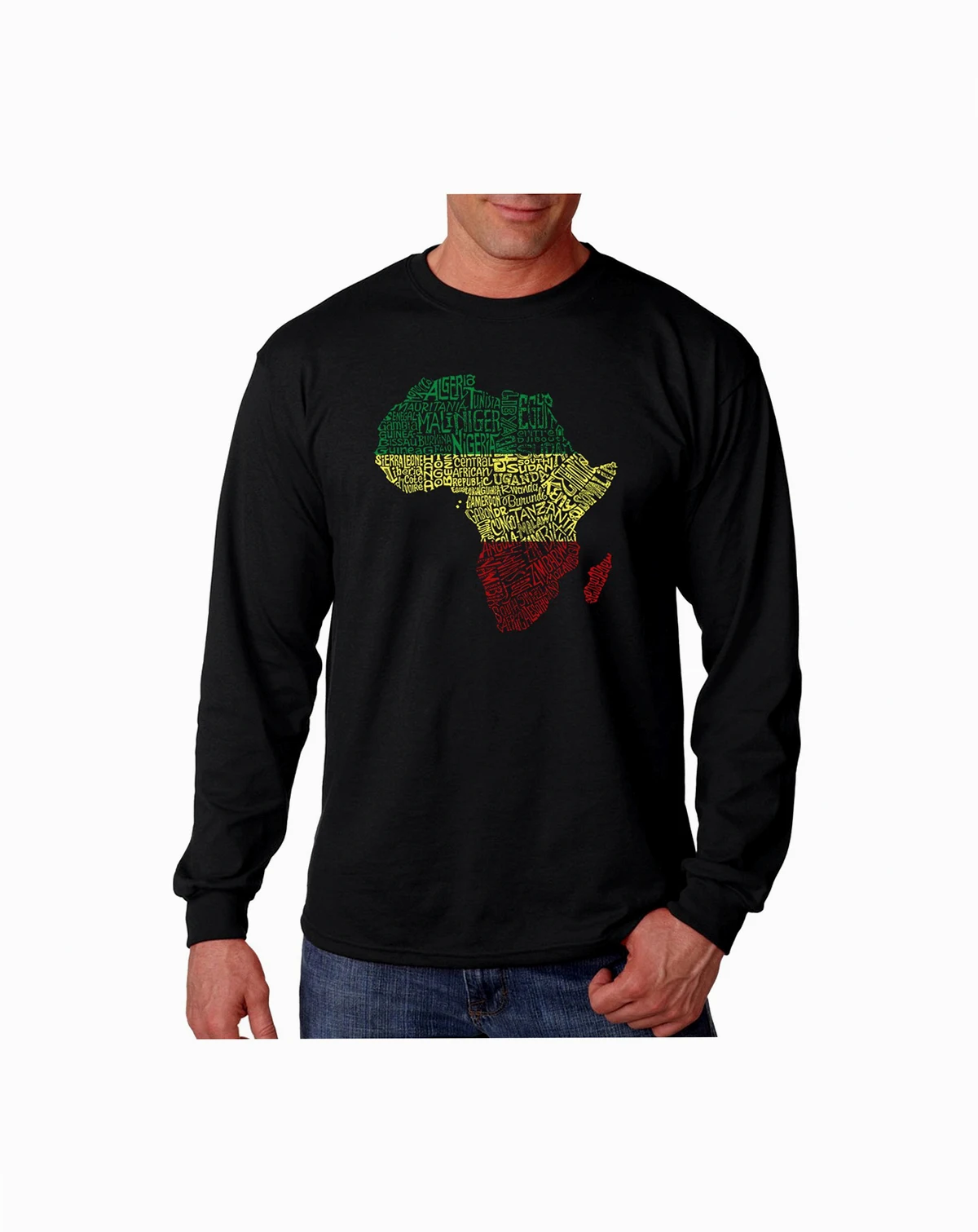 Men's Word Art - Countries in Africa Long Sleeve T-Shirt
