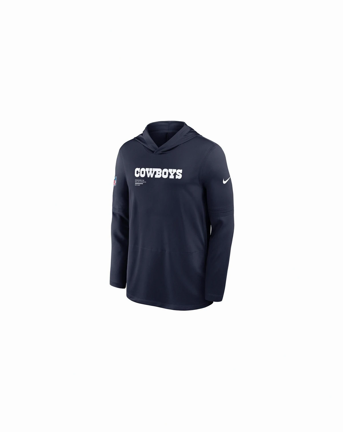 Men's Navy Dallas Cowboys Sideline Pure Performance Long Sleeve Hoodie T-Shirt