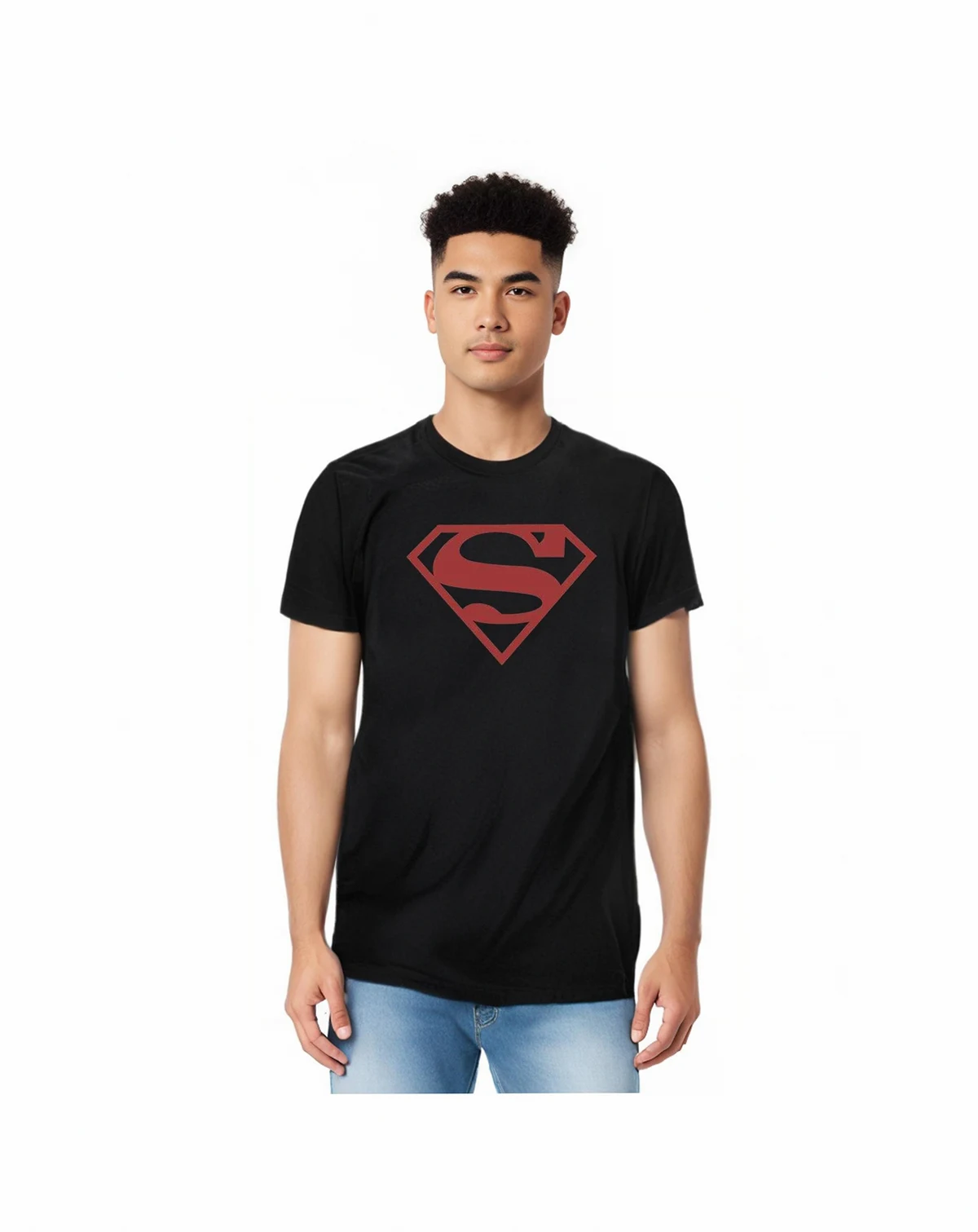 Mens Red On Black Shield Short Sleeve Adult Tee / T-Shirt