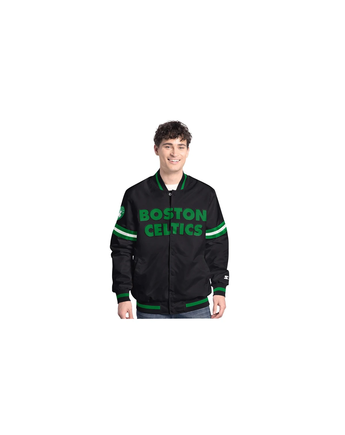 Men's Black Boston Celtics Scout Varsity Full-Snap Jacket