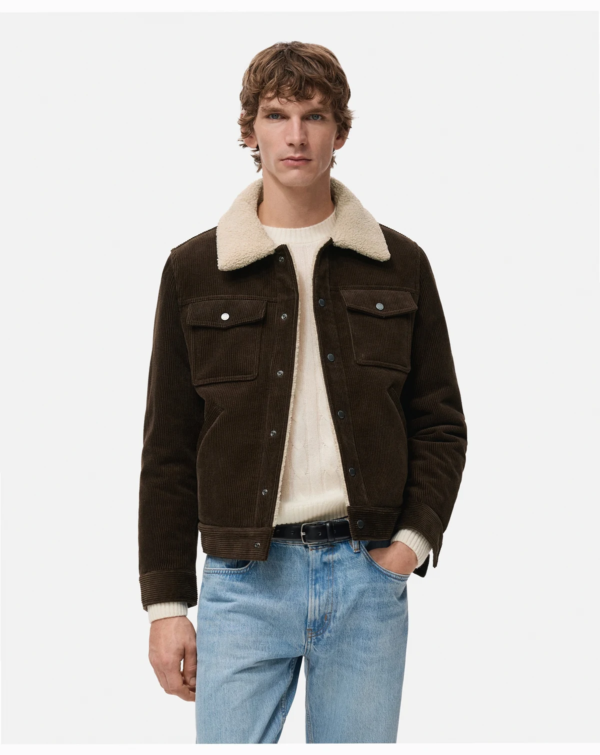 Men's Shearling-Effect Lining Corduroy Jacket