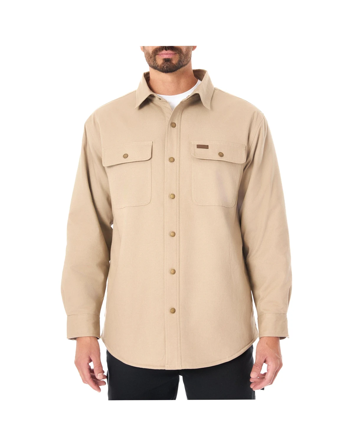 Men's Sherpa-Lined Stretch-Canvas Snap Shirt-Jacket