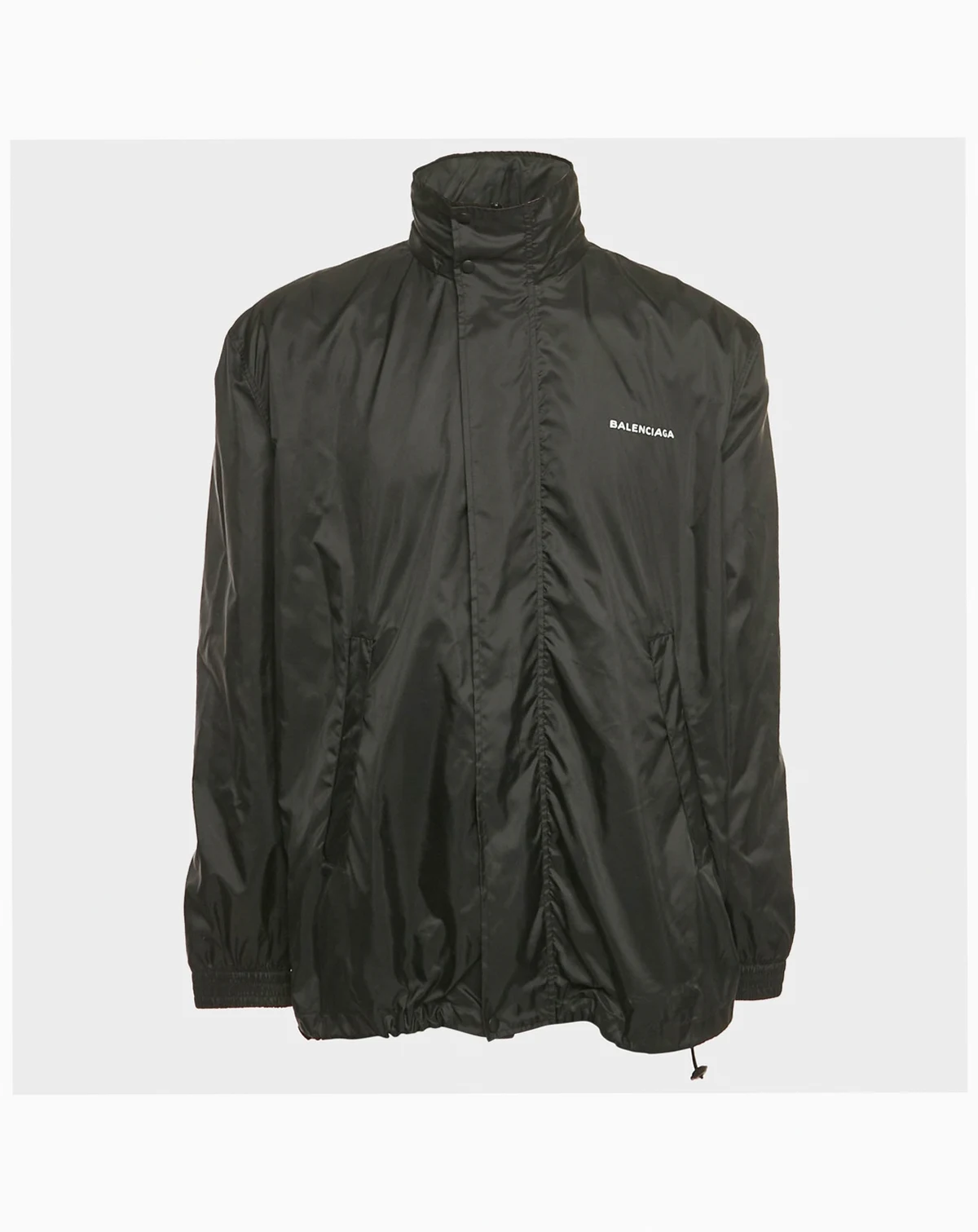 Men's Black Logo Print Nylon Oversized Wind Breaker Jacket