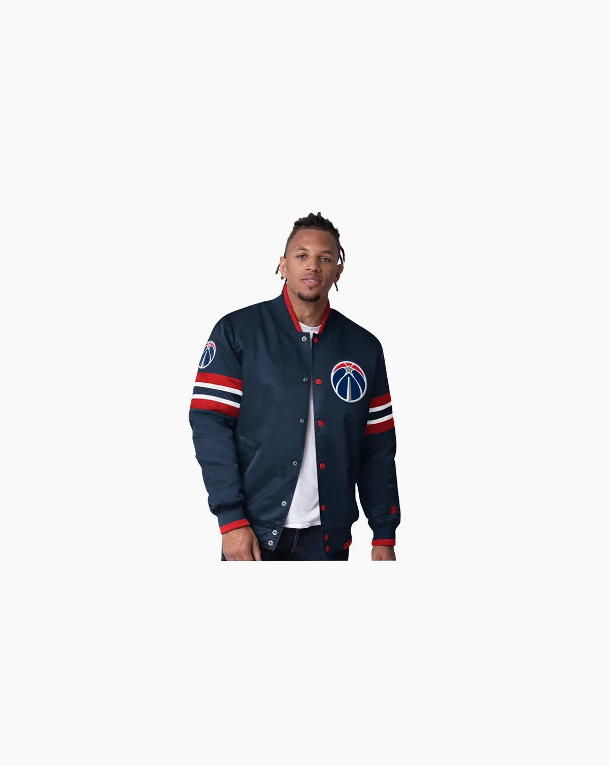 Men's Navy Washington Wizards Scout Varsity Satin Full-Snap Jacket