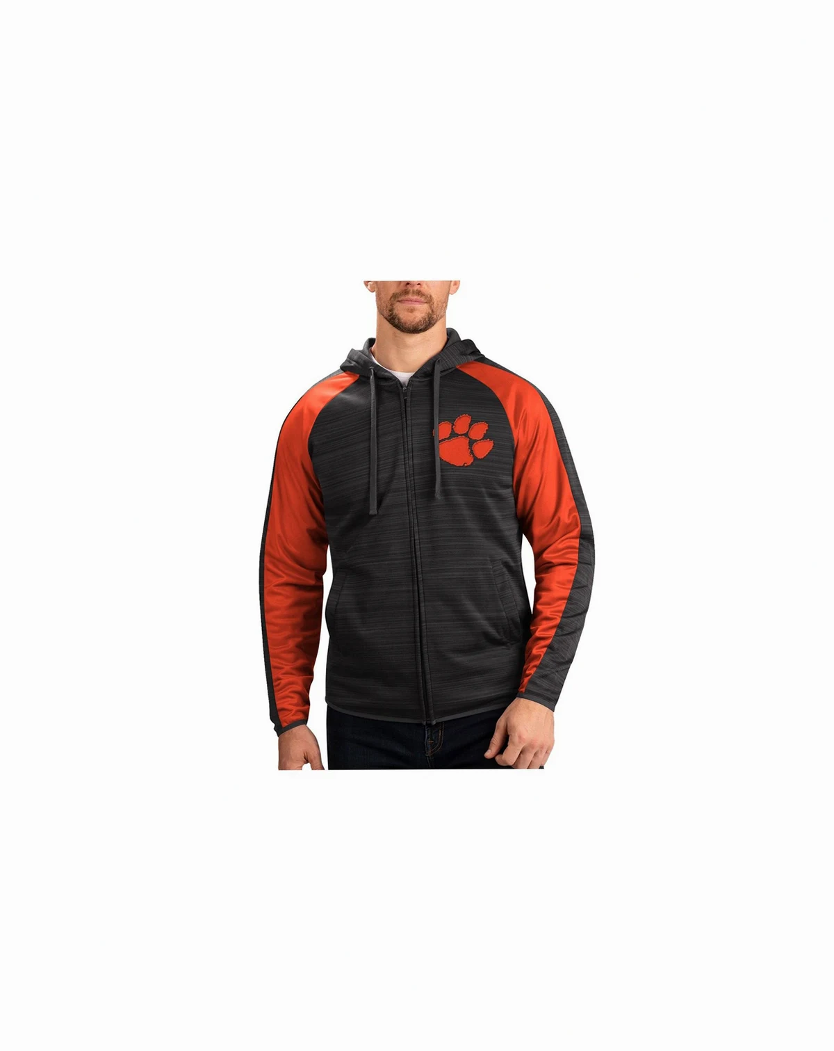 Men's Black Clemson Tigers Neutral Zone Raglan Full-Zip Track Hoodie Jacket
