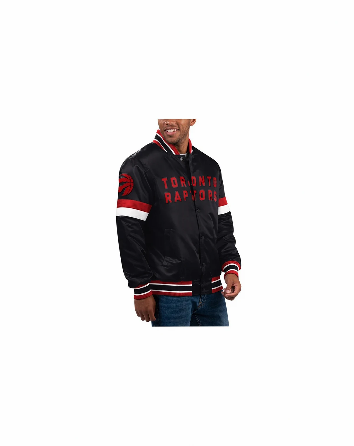 Men's Black Toronto Raptors Home Game Satin Full-Snap Varsity Jacket