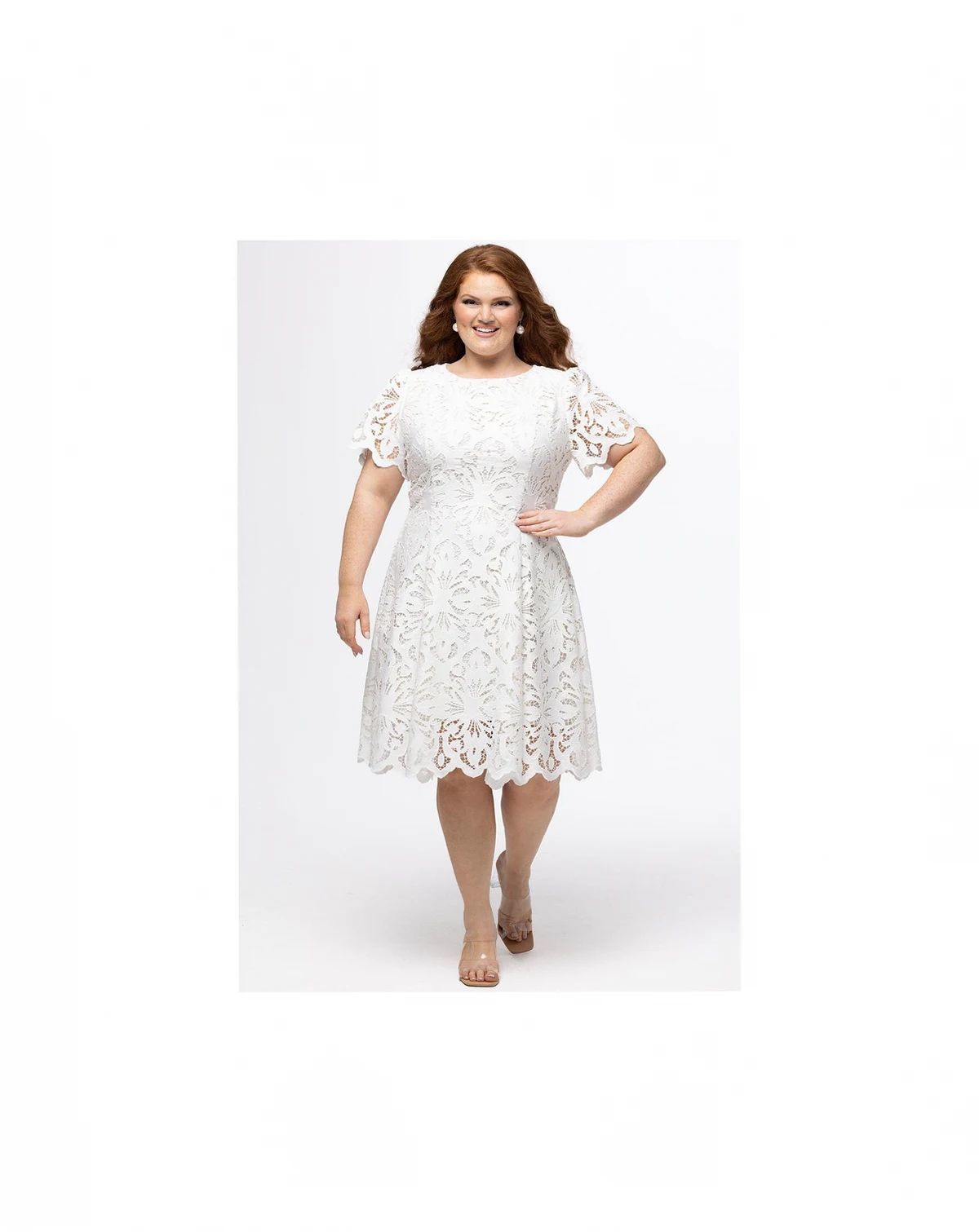 Women's Lace Little White Party Dress with Cap Sleeve