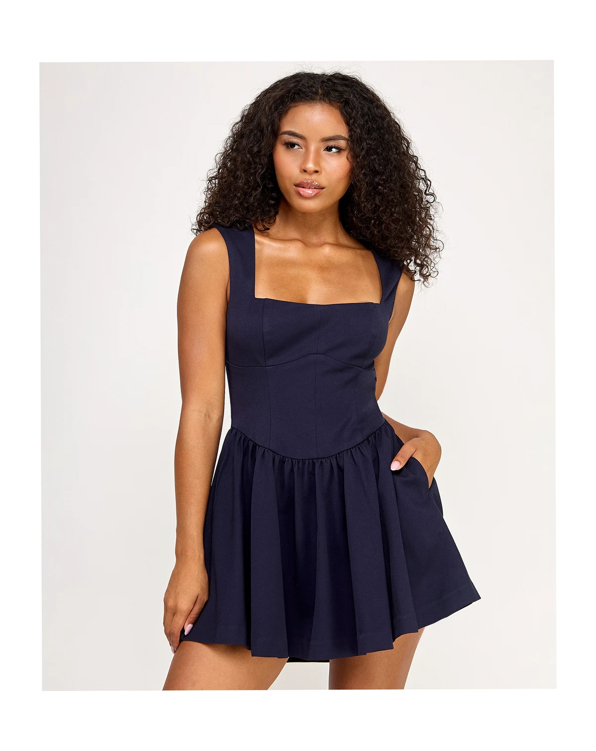 Juniors' Sleeveless Drop Waist Short Dress