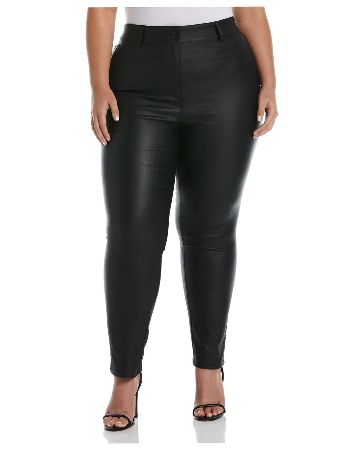 Plus Size 5-Pocket Coated Twill Pants