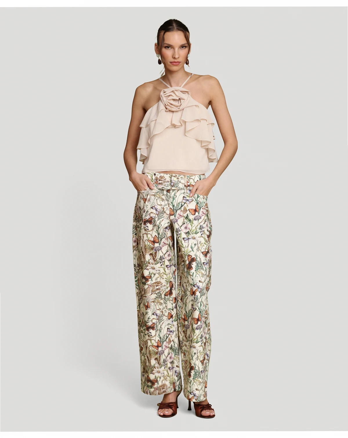 Women's Ruffle Halter Neck Top