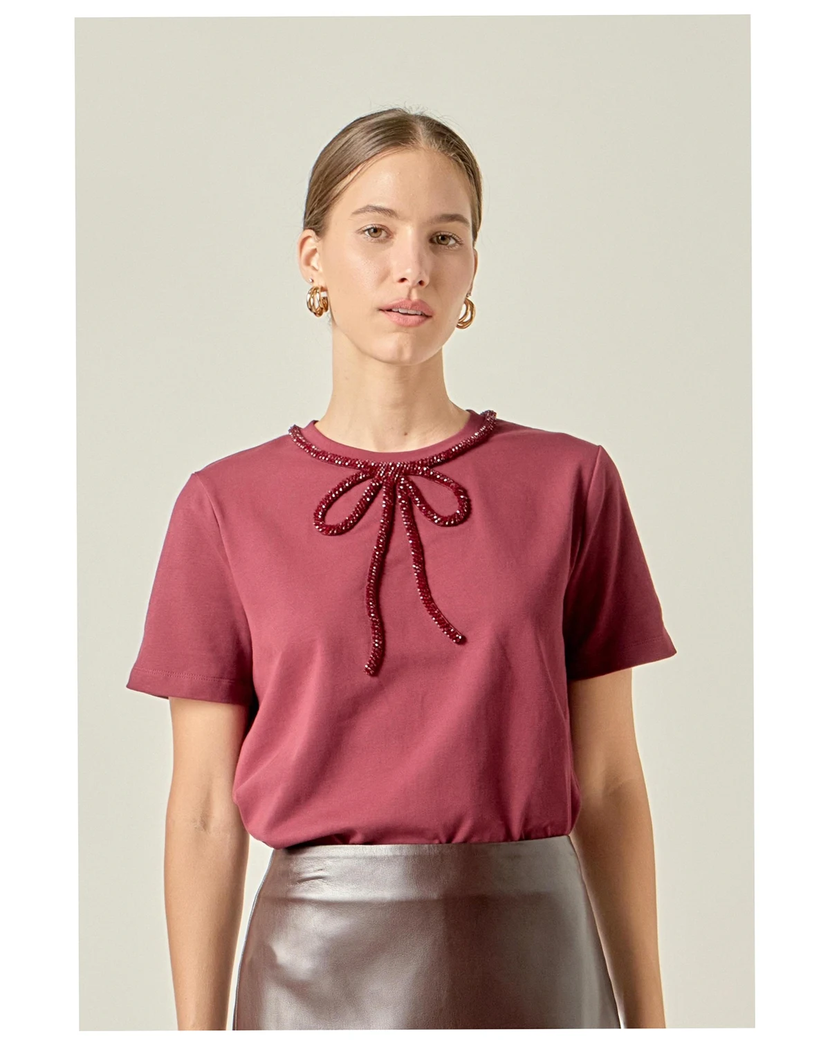 Women's Beaded Bow T-Shirt