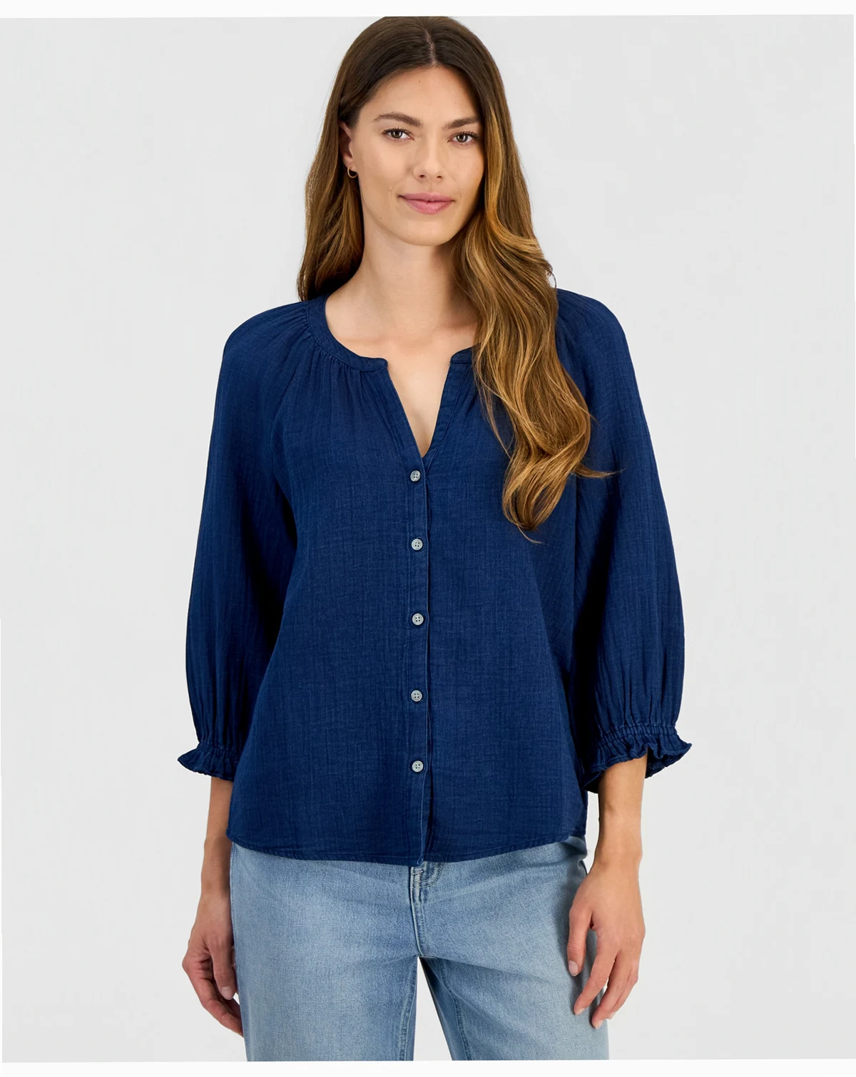 Petite Split Neck Top, Macy's Exclusive