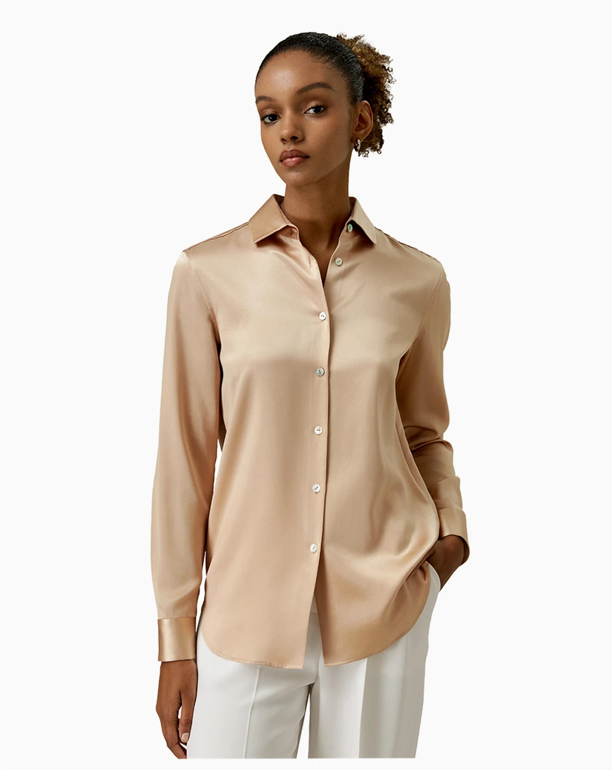 Women's Spread Collar Silk Shirt