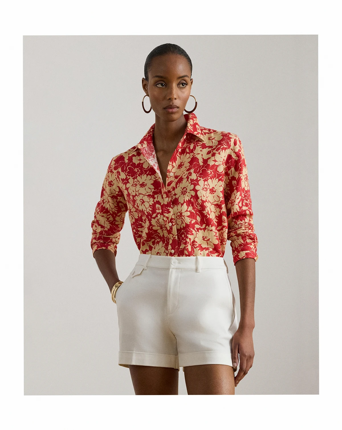 Women's Floral Print Collar Shirt