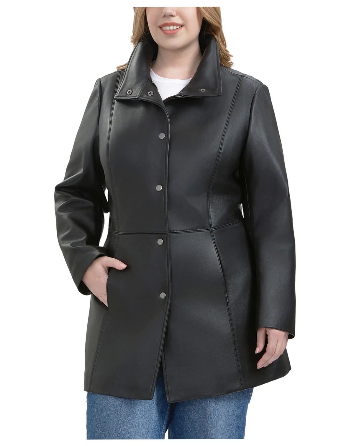 Plus Size Rosie Leather Coat