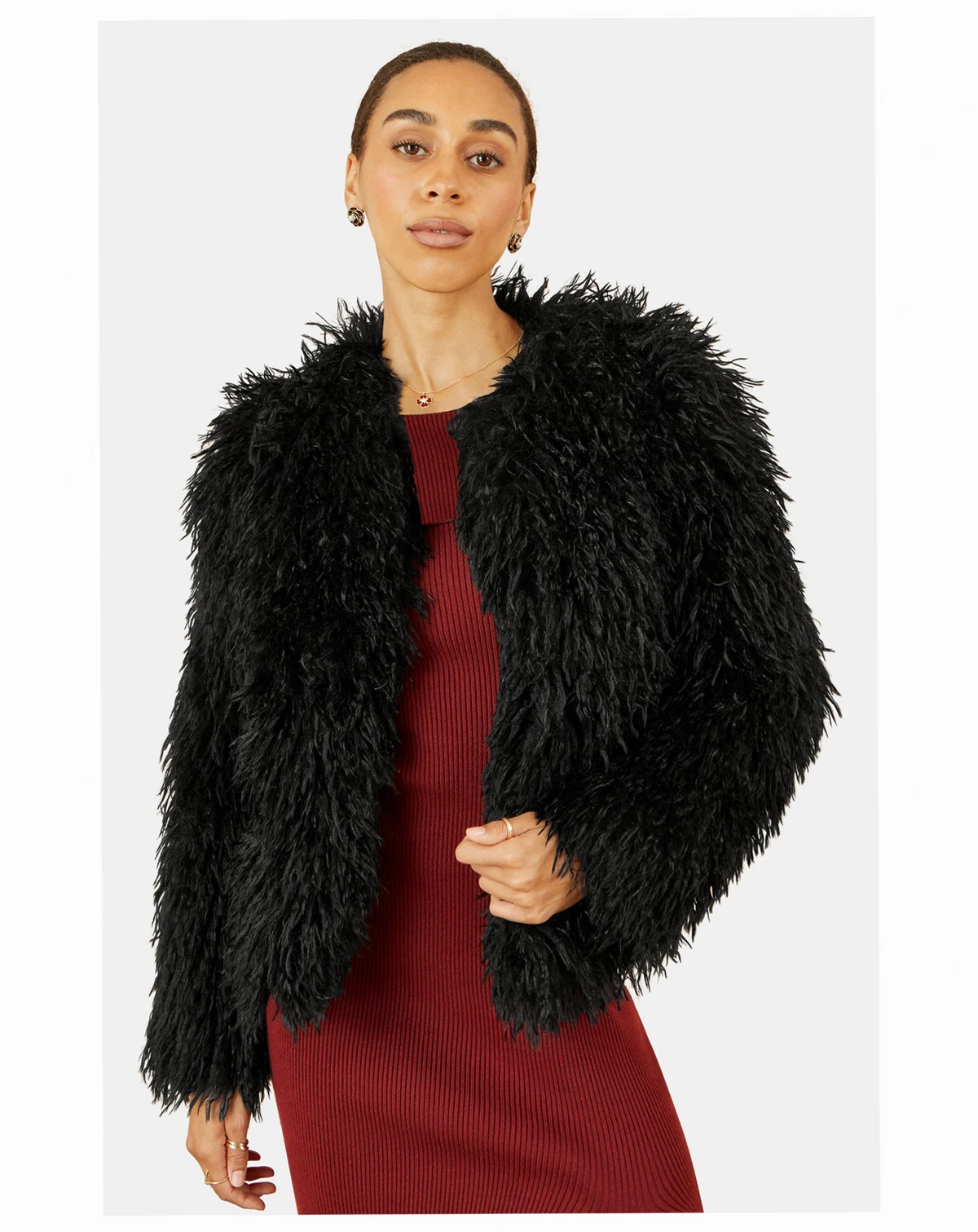 Women's Luxe Fluffy Faux Fur Coat