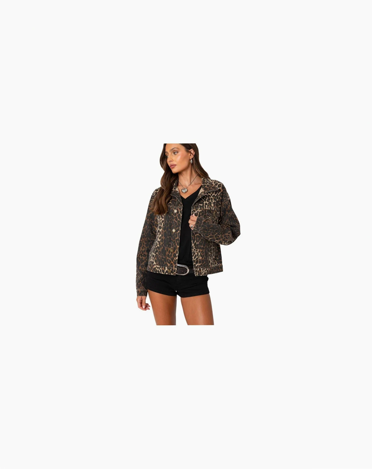 Women's Leopard Print Denim Jacket