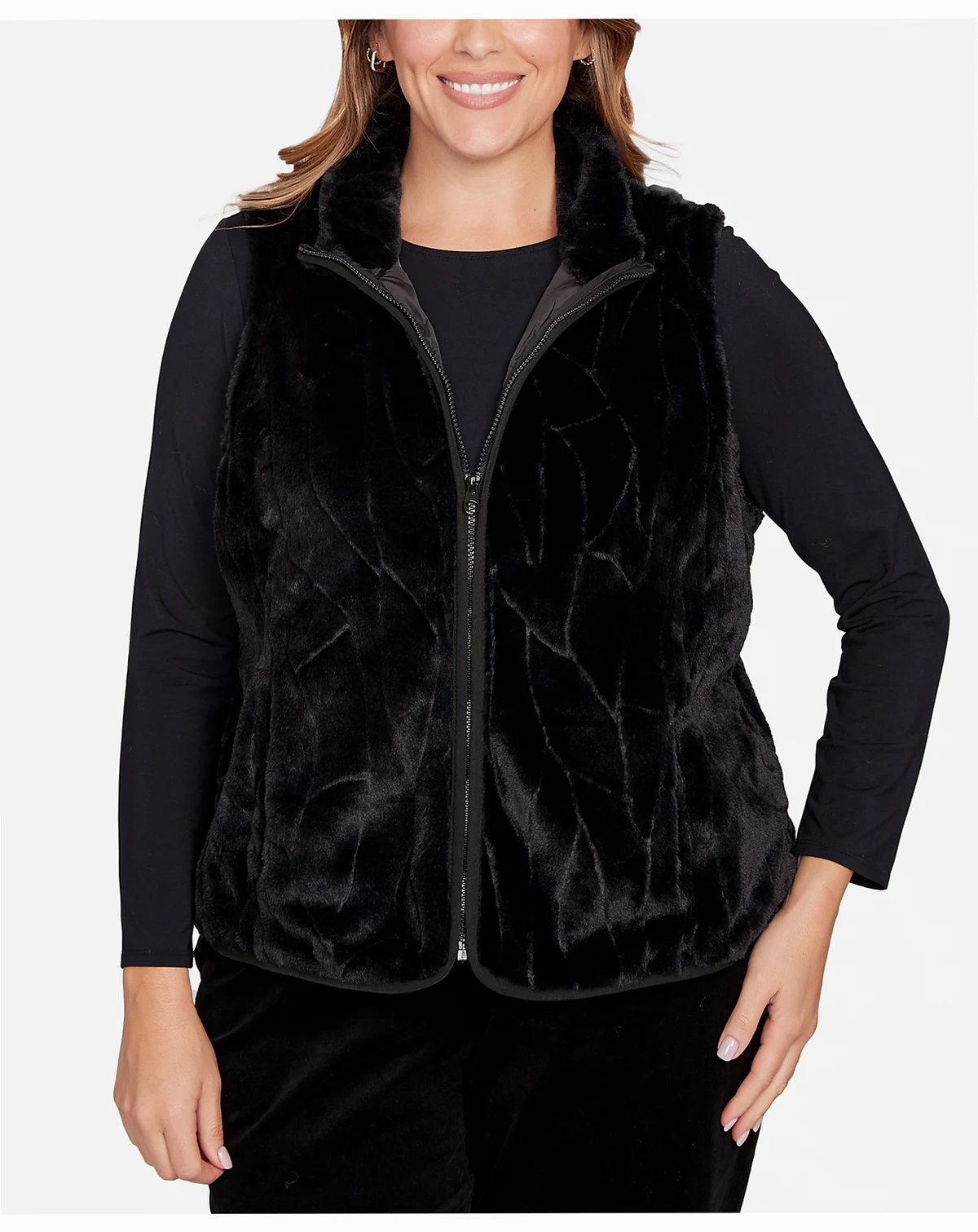 Plus Size Solid Polyester Vest