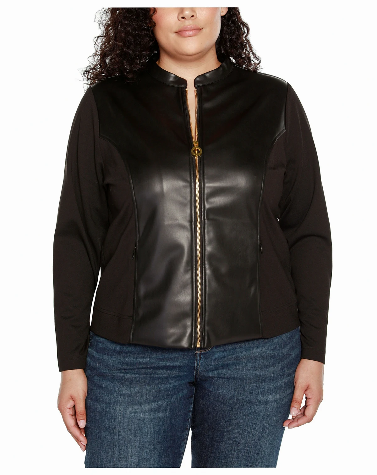 Black Label Plus Size Faux-Leather Moto Jacket