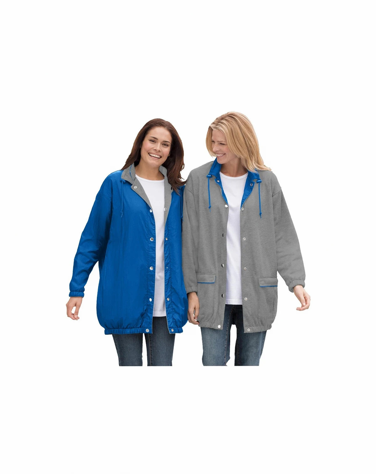 Plus Size Fleece Nylon Reversible Jacket