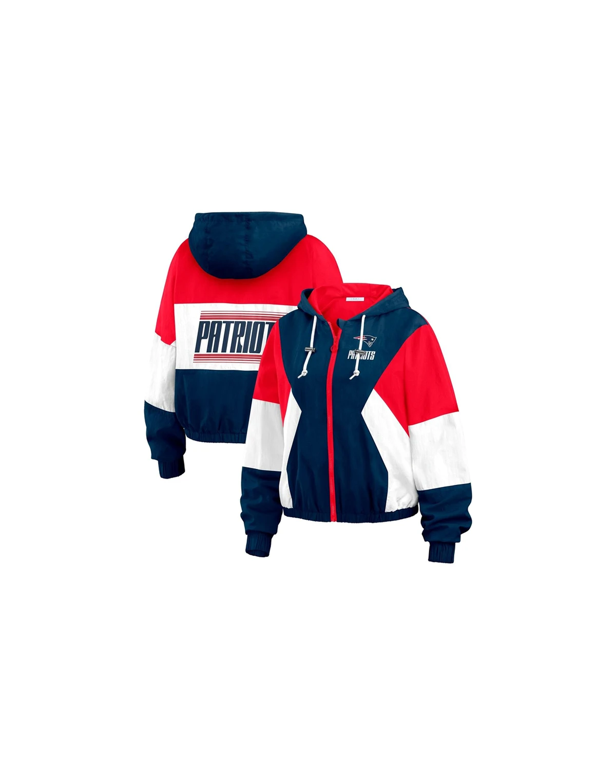 Women's Royal New England Patriots Color Block Full-Zip Windbreaker Jacket