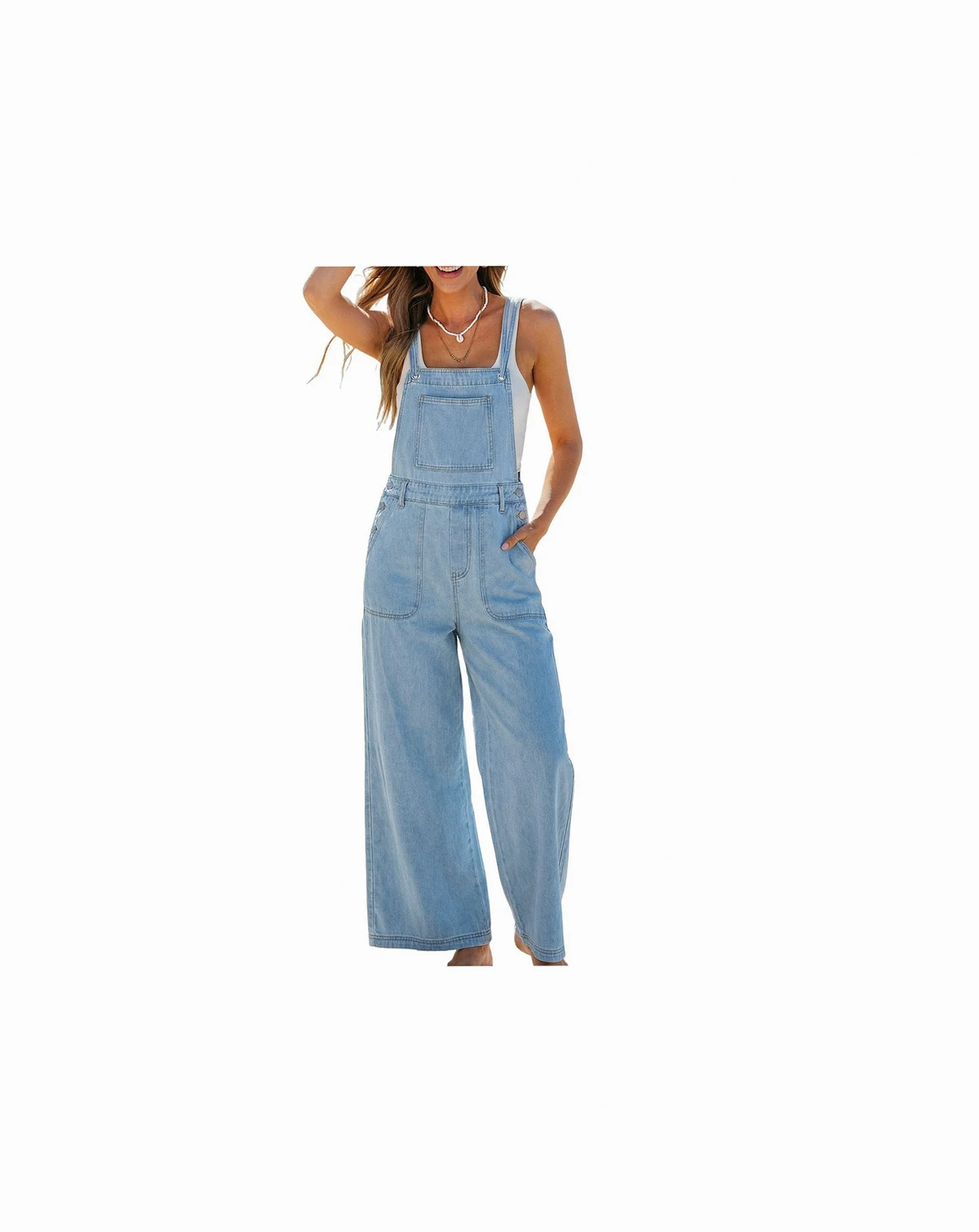 Women's Square Neck Zipper Closure Unlined Jumpsuit