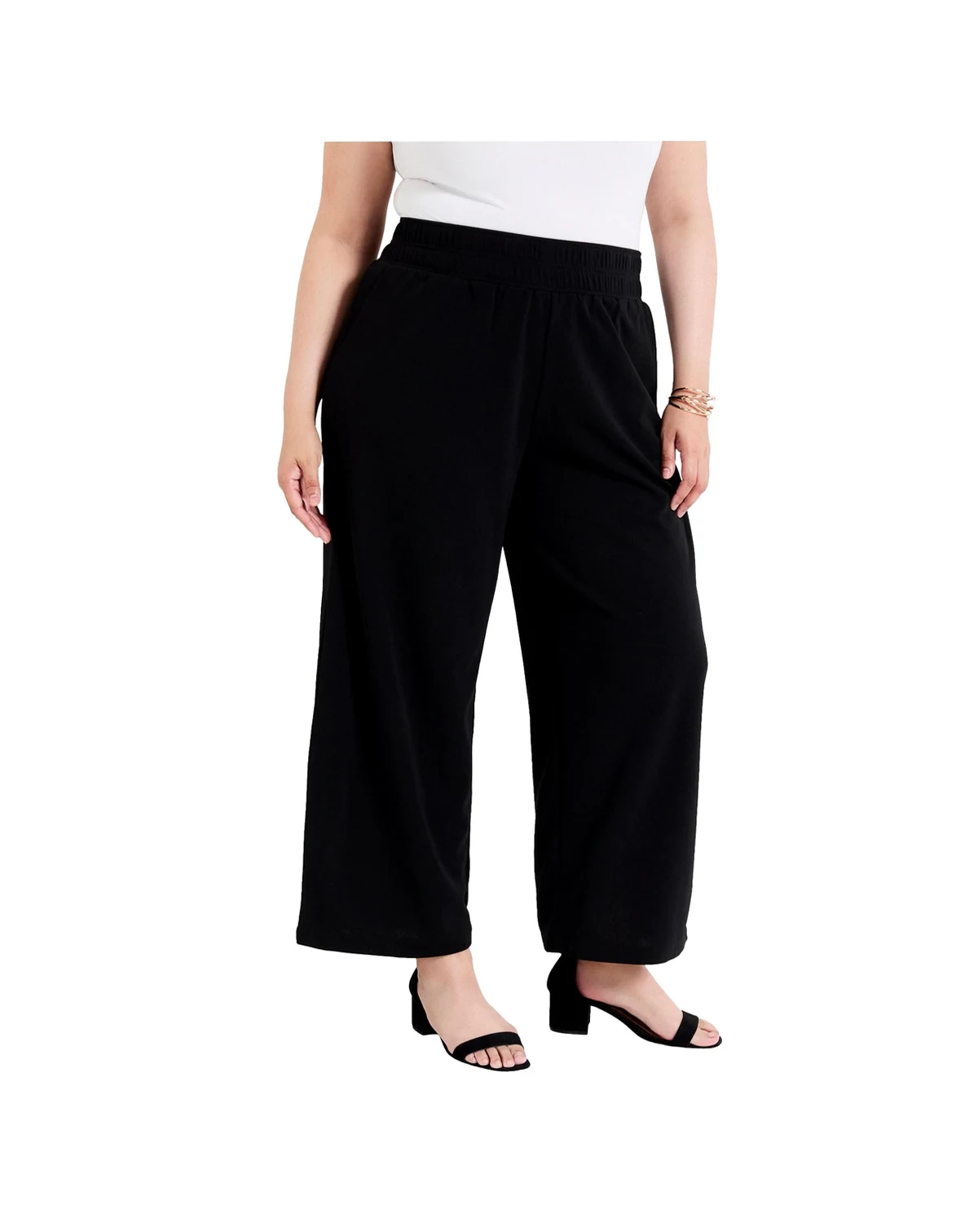Women's Cropped Wide-Leg Knit Pants